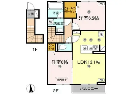 D-ROOM SACHIIII(2LDK/2階)の間取り写真