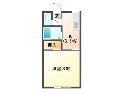 ルグラン小田前(1K/1階)の間取り写真