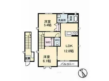 KO.レジデンスA棟(2LDK/2階)の間取り写真