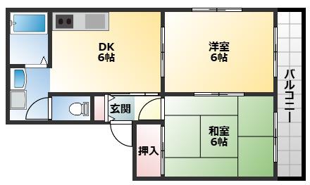 フレグランス(2DK/1階)の間取り写真