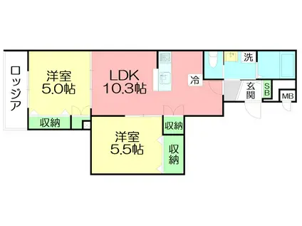 LE CIEL YOKOHAMA(2LDK/2階)の間取り写真
