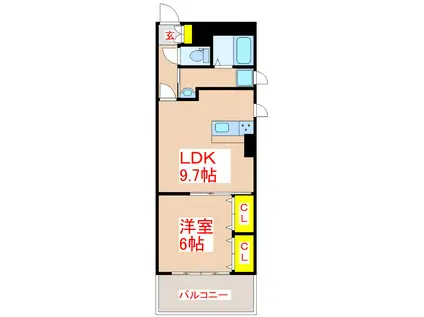 Uフラット(1LDK/2階)の間取り写真