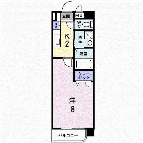 プロスペールS(1K/1階)の間取り写真