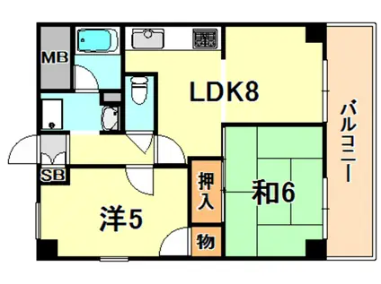 ハイツ多聞(2LDK/3階)の間取り写真