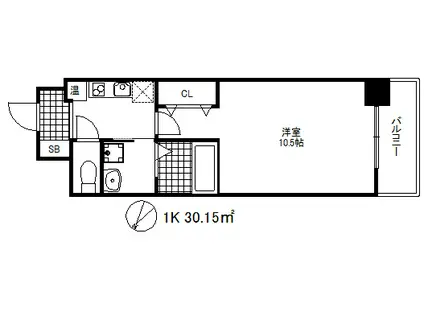 アドバンス三宮Ⅲリンクス(1K/11階)の間取り写真