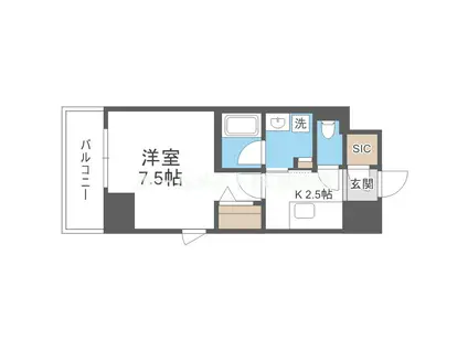 ロイヤルパークヒルズうめきた(1K/6階)の間取り写真