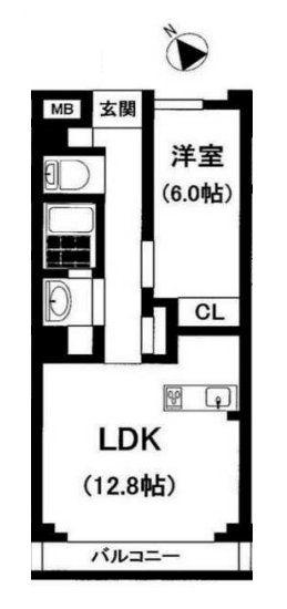 メゾンドール(1LDK/4階)の間取り写真