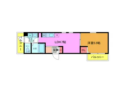 ブルーメンマイハマ(1DK/2階)の間取り写真