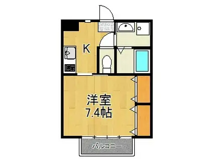 ブライト大船(1K/1階)の間取り写真