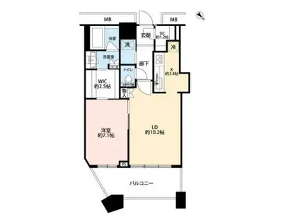 芝浦アイランド ケープタワー(1LDK/17階)の間取り写真