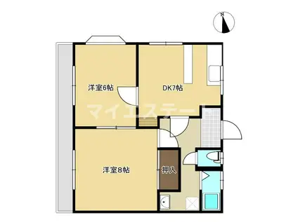 ひまわり・マンション(2DK/1階)の間取り写真