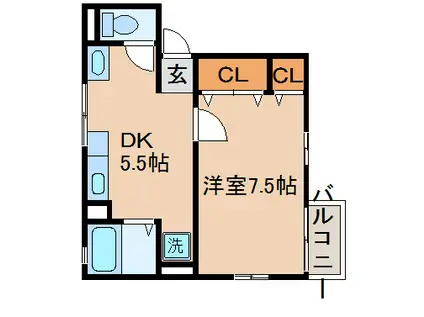 リッチモンド鬼無(1K/1階)の間取り写真