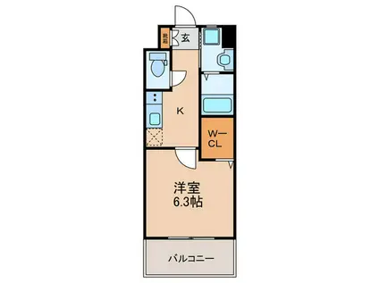 グロース二日市中央レジデンス(1K/2階)の間取り写真