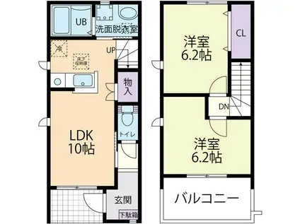 PROG SAKURA A(2LDK/1階)の間取り写真