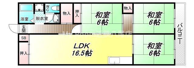 東山本ハイツ(3LDK/1階)の間取り写真