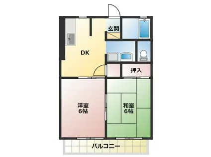 ユトリロ牟呂水神(2DK/2階)の間取り写真