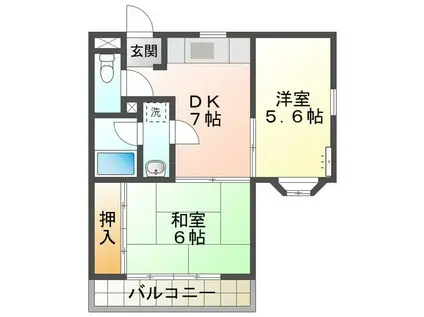 エクメーネ加藤V(2DK/2階)の間取り写真