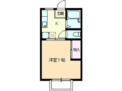 ハイマート秦A(1K/2階)の間取り写真