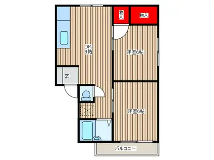 ガーデニアコート北町(2DK/3階)の間取り写真