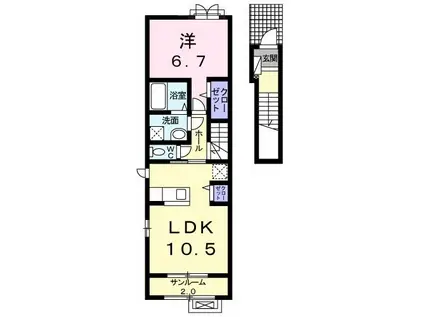 ベルテンポ(1LDK/2階)の間取り写真
