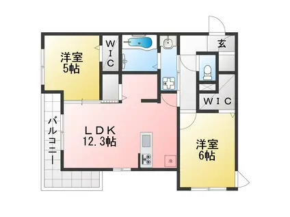 グラシューズ(2LDK/3階)の間取り写真