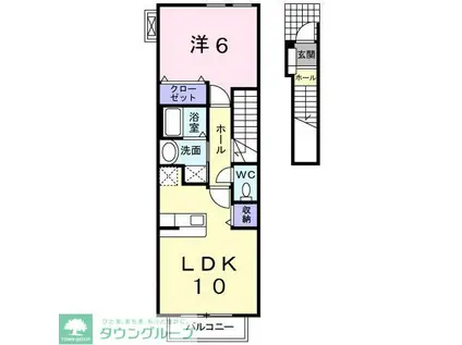 ヘルブストフォリア(1LDK/2階)の間取り写真