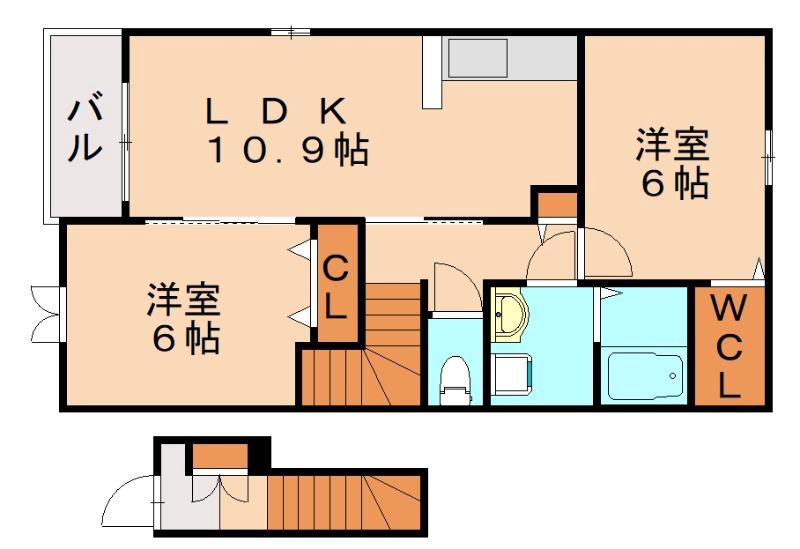 エレガンス・ウィンズ(2LDK/2階)の間取り写真