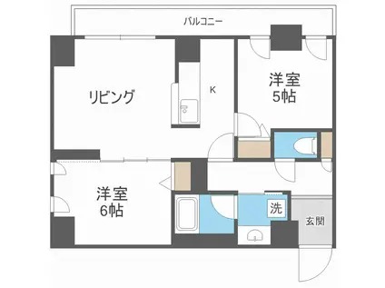 KDXレジデンス南三条(2LDK/11階)の間取り写真