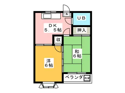 コスモシティ(2DK/2階)の間取り写真