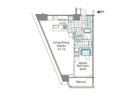 コンフォリア新宿イーストサイドタワー(1LDK/25階)の間取り写真