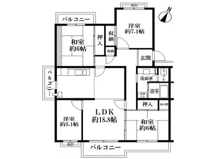 新座リバーサイド 18-13号棟(4LDK/3階)の間取り写真