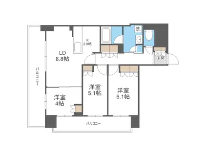 ジュノール札幌植物園(3LDK/4階)の間取り写真