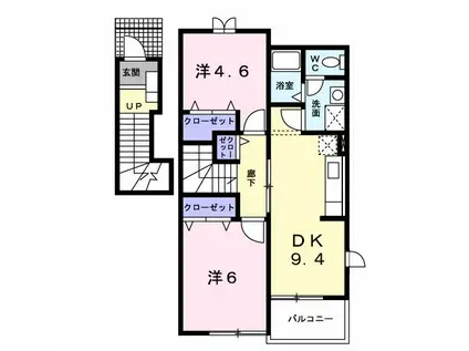 グローリアII(2DK/2階)の間取り写真