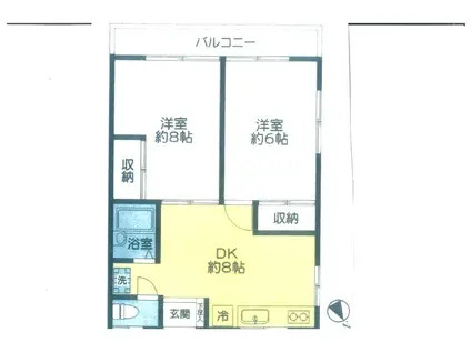 スグーニ山手(2DK/2階)の間取り写真