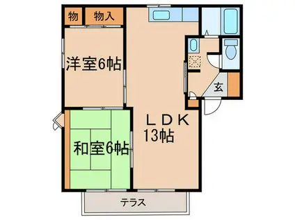 アーバンハイツ御幸山(2LDK/1階)の間取り写真
