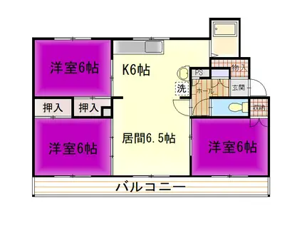 ヴィラナリー旭川II503号棟(3LDK/1階)の間取り写真