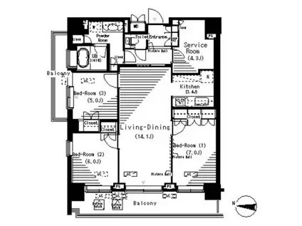 パークアクシス辰巳ステージ(3SLDK/3階)の間取り写真