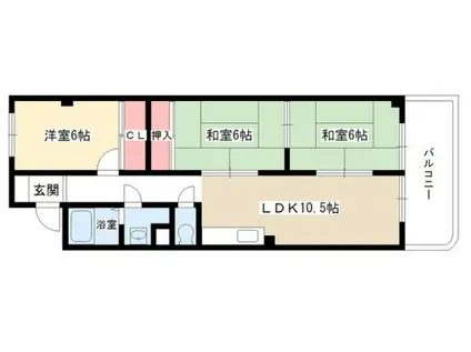 サンローヤル名東(3LDK/6階)の間取り写真