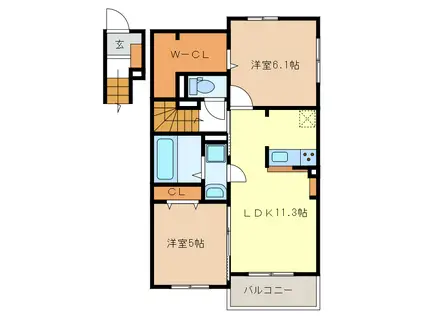フロンティア TH (2LDK/2階)の間取り写真
