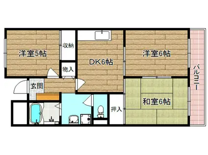 小浦ビューハイツ(3DK/2階)の間取り写真