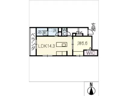 エクラージュ吹上(1LDK/4階)の間取り写真