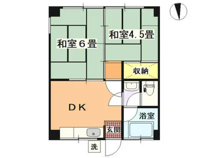 KITファースト(2DK/2階)の間取り写真