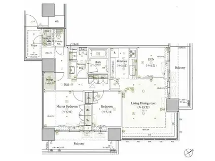 ザタワー横浜北仲(3LDK/39階)の間取り写真