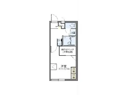 レオパレスEGGPLANTII(1K/1階)の間取り写真