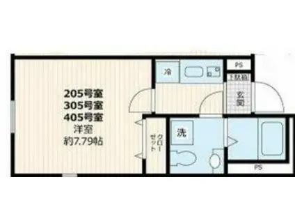 ベルシードステアー武蔵関(1K/4階)の間取り写真