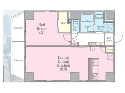 MANOA白金高輪(1LDK/8階)の間取り写真