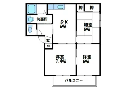 オーキッドA(3DK/2階)の間取り写真