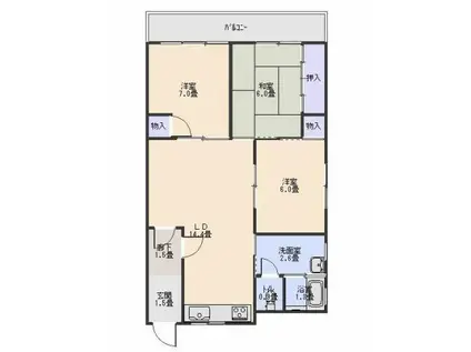 グランドハイツ片野(3LDK/3階)の間取り写真