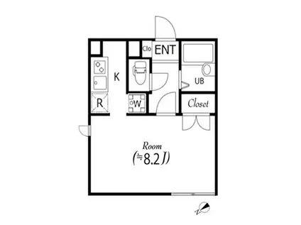 アーデン代々木上原(ワンルーム/2階)の間取り写真