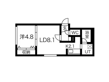 アズールV(1LDK/2階)の間取り写真